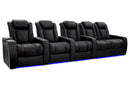 Valencia 2025 New Tuscany XL Ultimate Luxury Leather Home Theater Seating Row of 5 Loveseat Right, Onyx