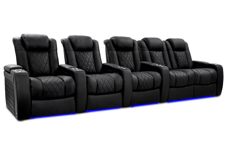 Valencia 2025 New Tuscany XL Ultimate Luxury Leather Home Theater Seating Row of 5 Loveseat Right, Onyx