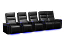 Valencia 2025 New Monza Leather Home Theater Seating With Carbon Fiber Panel Row of 5 Loveseat Right, Black