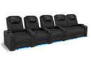 Valencia 2025 New Oslo Leather Home Theater Seating Row of 5 Loveseat Right, Midnight Black