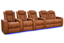 Valencia 2025 New Tuscany Ultimate Luxury Leather Home Theater Seating Row of 5 Loveseat Right, Royal Cognac