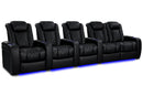 Valencia 2025 New Tuscany Heat & Massage Leather Home Theater Seating Row of 5 Loveseat Right, Midnight Black