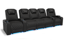 Valencia 2025 New Oslo Leather Home Theater Seating Row of 5 Set of 3 Center, Midnight Black
