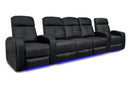Valencia Verona Leather Home Theater Seating Row of 5 Set of 3 Center, Black