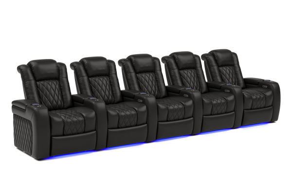 Valencia 2025 New Tuscany Leather Home Theater Seating Row of 5, Midnight Black