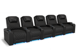 Valencia 2025 New Oslo Leather Home Theater Seating Row of 5, Midnight Black