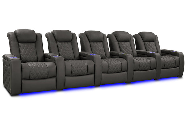 Valencia 2025 New Tuscany XL Luxury Leather Home Theater Seating Row of 5, Graphite