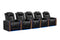 Valencia 2025 New Tuscany Executive Heat & Massage Leather Home Theater Seating Row of 5, Midnight Black