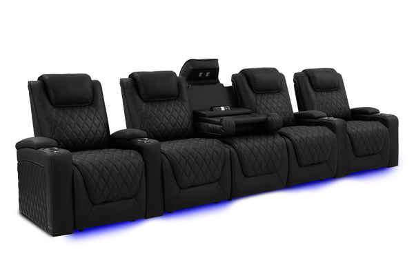 Valencia Oslo Luxury Console Home Theater Seating Console Row of 5 Dropdown Center, Onyx