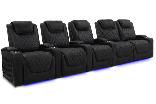 Valencia 2025 New Oslo Luxury Home Theater Seating Row of 5 Loveseat Right, Onyx