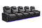 Valencia 2025 New Oslo Ultimate Luxury Leather Home Theater Seating Row of 5, Onyx with Gold Stitching