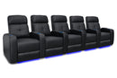 Valencia Verona Leather Home Theater Seating Row of 5, Black