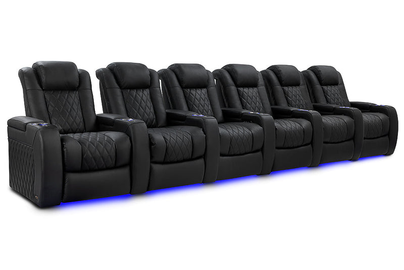 Valencia 2025 New Tuscany Luxury Leather Home Theater Seating Row of 6, Onyx