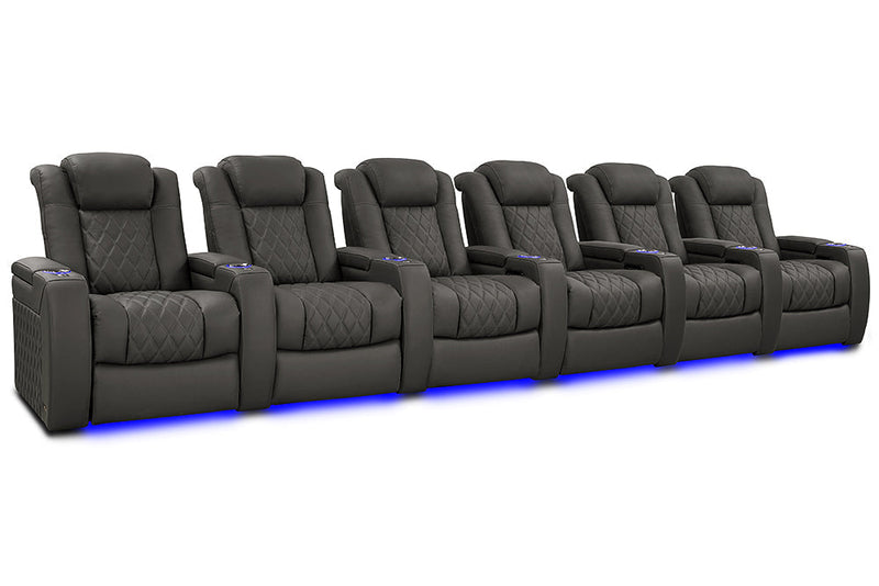 Valencia 2025 New Tuscany XL Luxury Leather Home Theater Seating Row of 6, Graphite