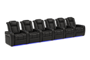 Valencia 2025 New Tuscany Leather Home Theater Seating Row of 6, Midnight Black