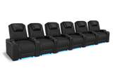 Valencia 2025 New Oslo Leather Home Theater Seating Row of 6, Midnight Black