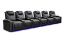Valencia 2025 New Oslo Ultimate Luxury Leather Home Theater Seating Row of 6, Onyx with Gold Stitching