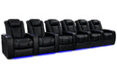 Valencia 2025 New Tuscany Heat & Massage Leather Home Theater Seating Row of 6, Midnight Black