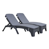 Roma Set of 2 Chaise Lounger w/cushion-Anthracite