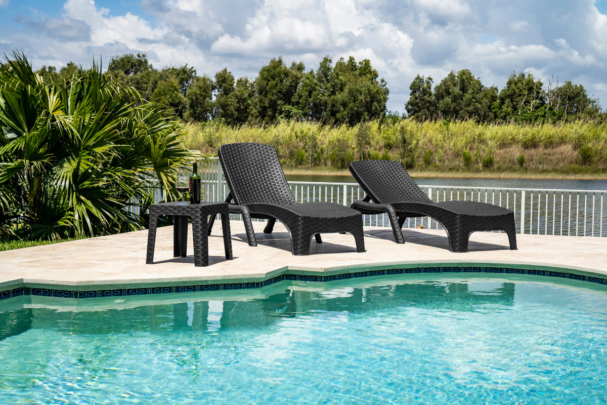Roma 3-Piece Chaise Lounger Set-Anthracite