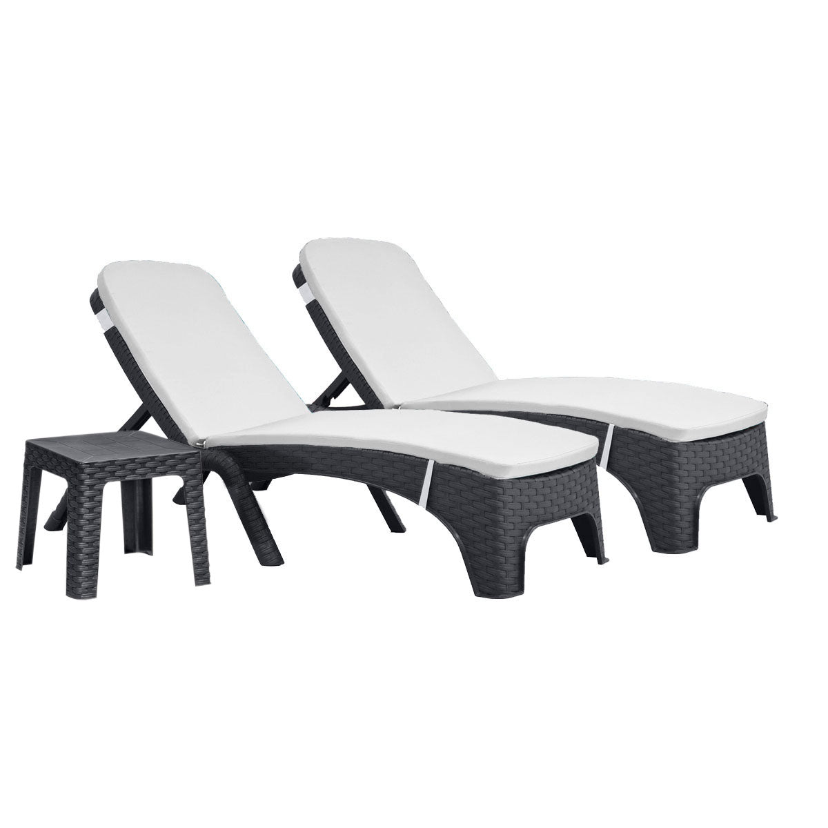 Roma 3-Piece Chaise Lounger Set w/cushion-Anthracite