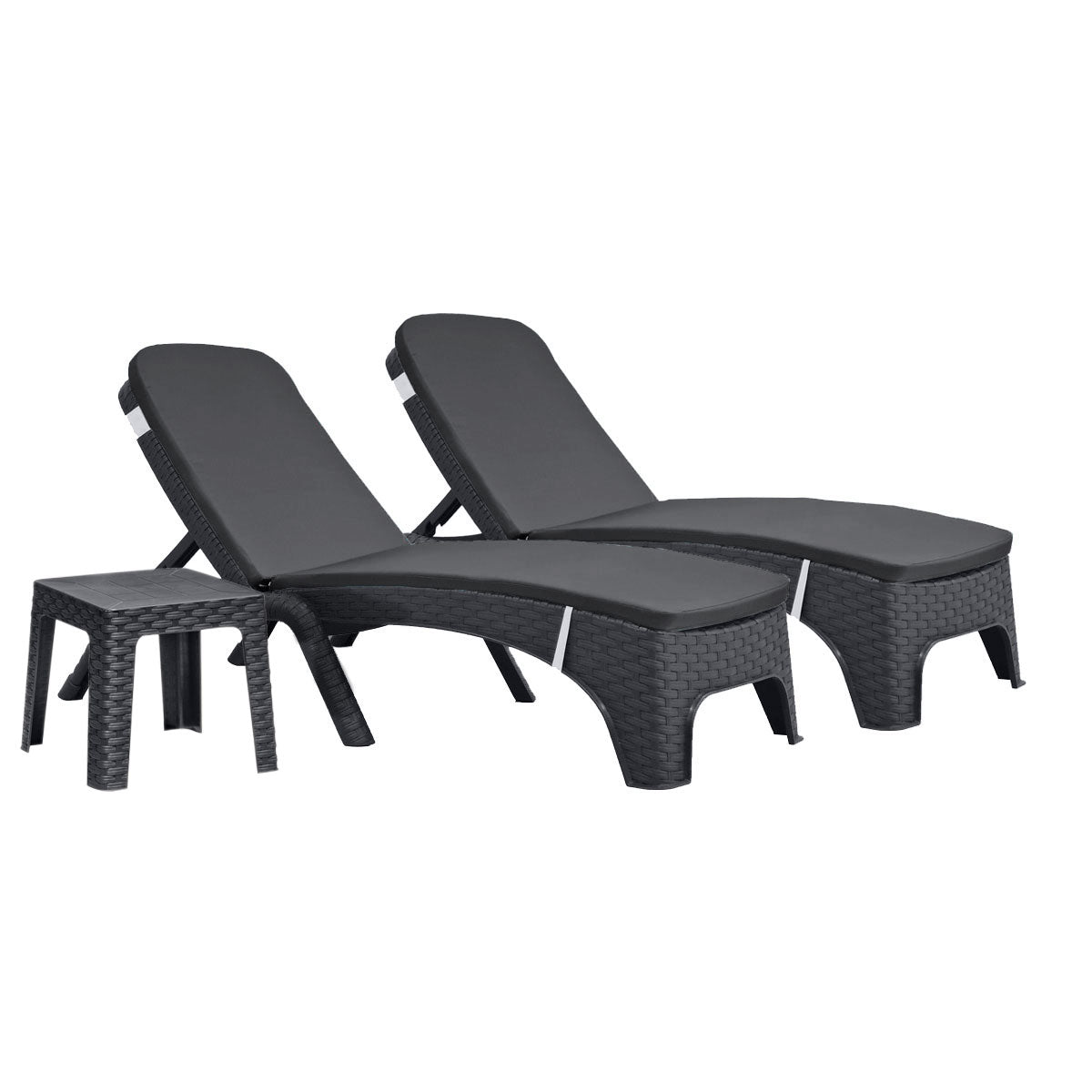 Roma 3-Piece Chaise Lounger Set w/cushion-Anthracite