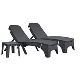 Roma 3-Piece Chaise Lounger Set w/cushion-Anthracite