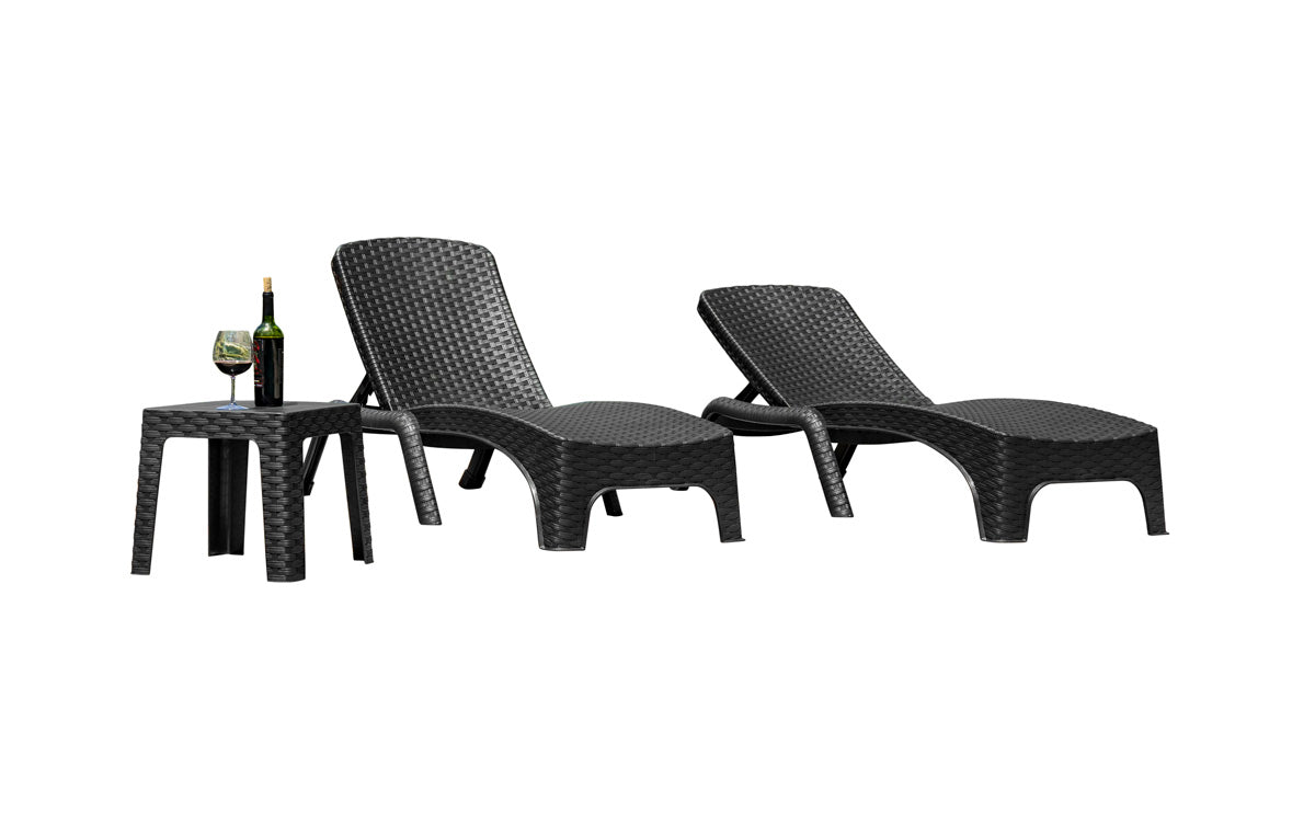 Roma 3-Piece Chaise Lounger Set-Anthracite
