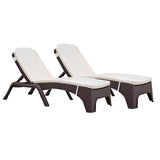 Roma Set of 2 Chaise Lounger w/cushion-Brown