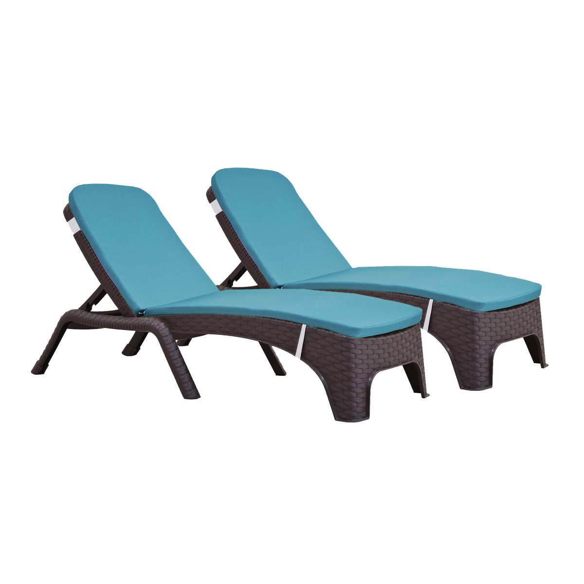 Roma Set of 2 Chaise Lounger w/cushion-Brown