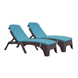 Roma Set of 2 Chaise Lounger w/cushion-Brown