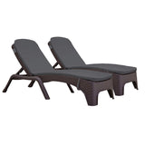 Roma Set of 2 Chaise Lounger w/cushion-Brown