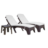 Roma 3-Piece Chaise Lounger Set w/cushion-Brown