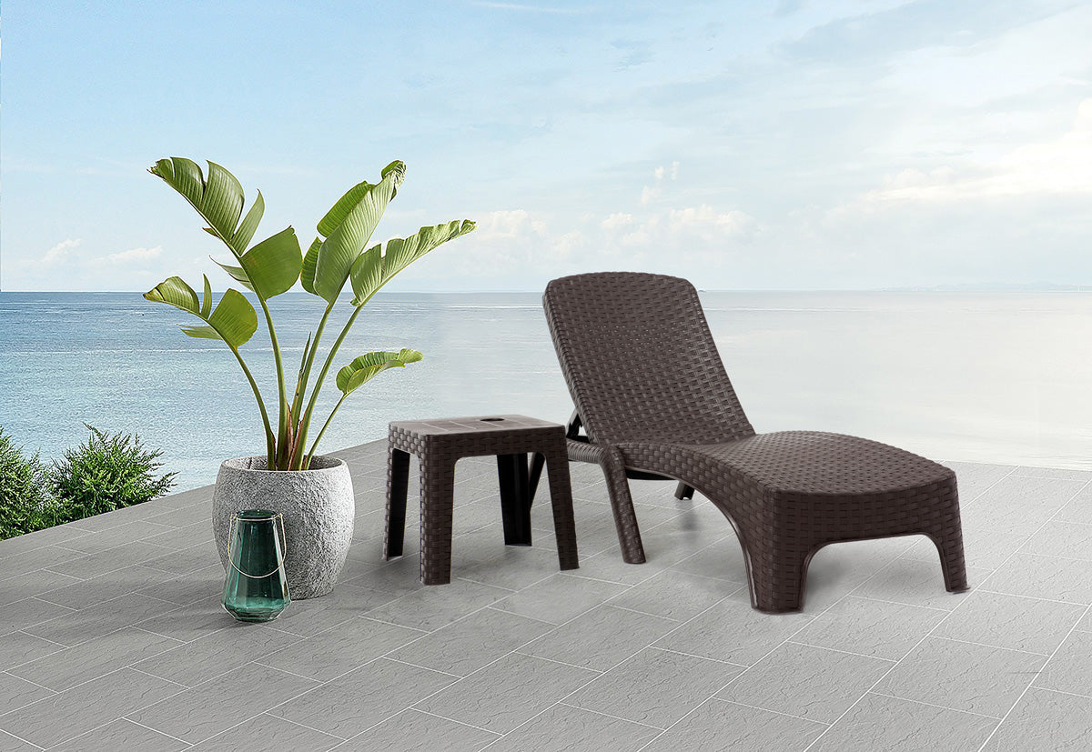 Roma Set of 2 Chaise Lounger-Brown
