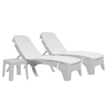 Roma 3-Piece Chaise Lounger Set w/cushion-White