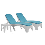 Roma 3-Piece Chaise Lounger Set w/cushion-White