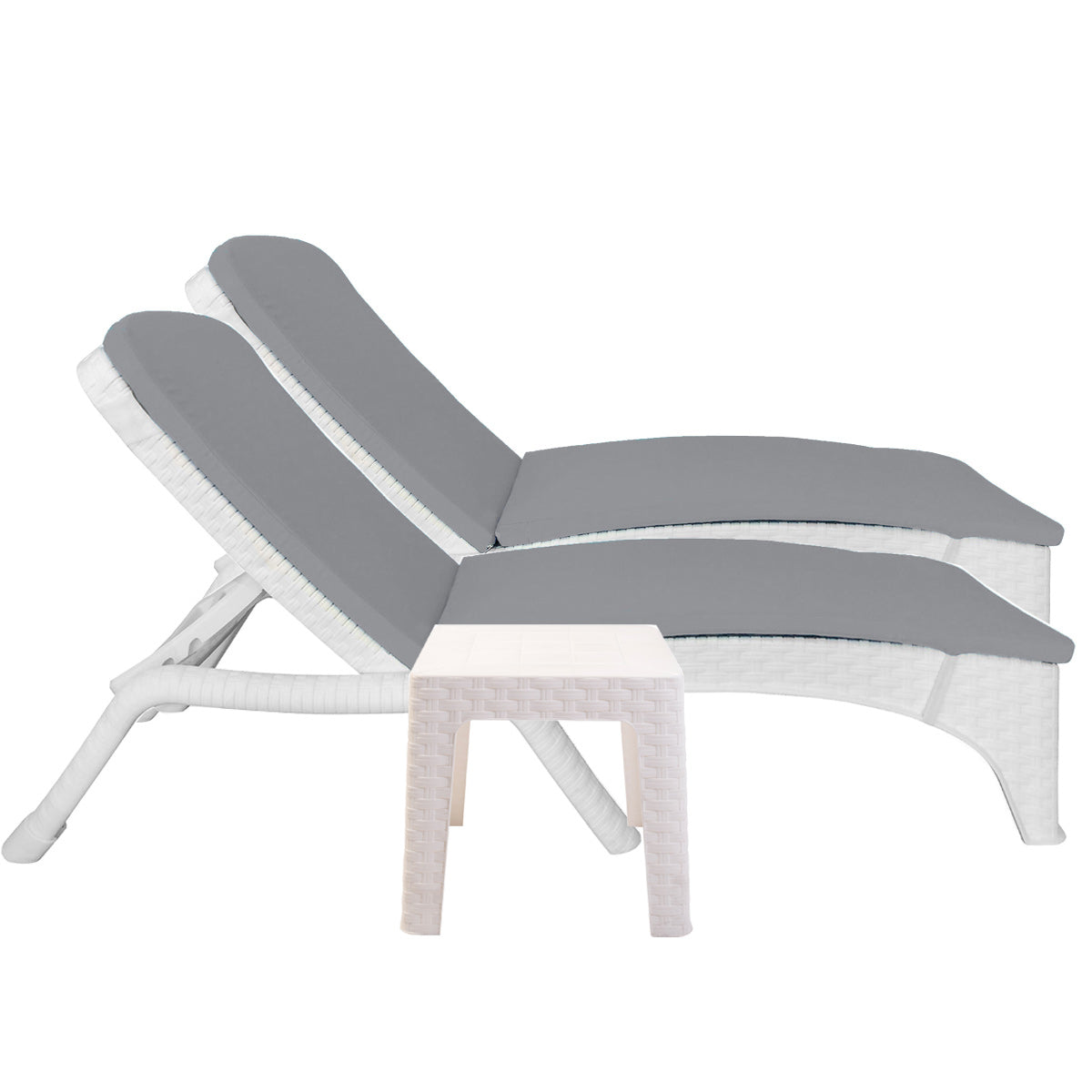 Roma 3-Piece Chaise Lounger Set w/cushion-White