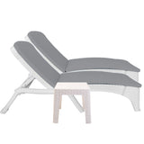 Roma 3-Piece Chaise Lounger Set w/cushion-White