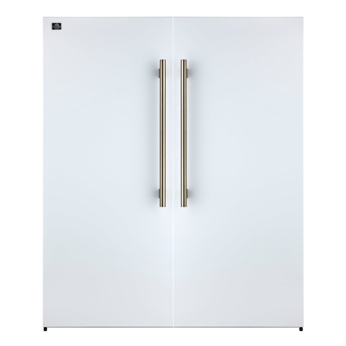 FORNO Maderno 60" 27.2 cu.ft. Convertible Refrigerator and Freezer with Grill Trim Kit in White with Antique Brass Handles, FFFFD1722-60SG-WHT