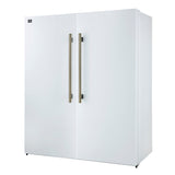FORNO Maderno 60" 27.2 cu.ft. Convertible Refrigerator and Freezer with Modern Trim Kit in White with Antique Brass Handles, FFFFD1722-60MG-WHT