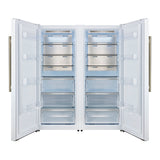 FORNO Maderno 60" 27.2 cu.ft. Convertible Refrigerator and Freezer with Modern Trim Kit in White with Antique Brass Handles, FFFFD1722-60MG-WHT