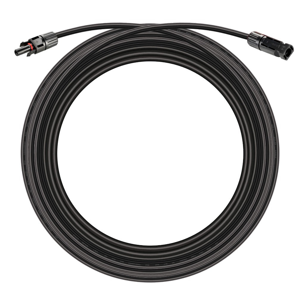 10 Gauge Solar Panel Extension Cable with Male and Female Solar Connector Ends | Pair of 10AWG Red and Black Extension Wire with Connectors on Both Ends | Choose Cable Length: 10ft, 15ft, 20ft, 30ft, 50ft, 75ft, 100ft