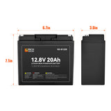 12V 20Ah LiFePO₄ Battery | 256Wh Lithium Battery, 3,000+ Cycles | for RV, Solar, Off-Grid, Marine & Backup