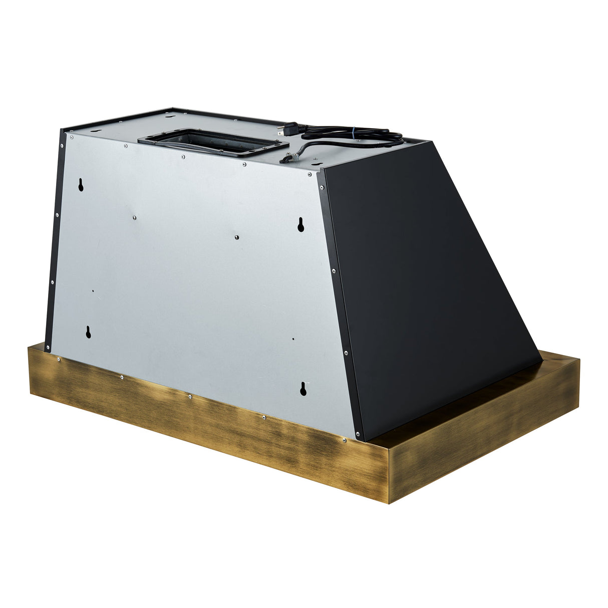 FORNO Vittorio 36" 600 CFM Wall Mount Range Hood in Black and Antique Brass Trim with Remote Control, FRHWM5078-36BLK