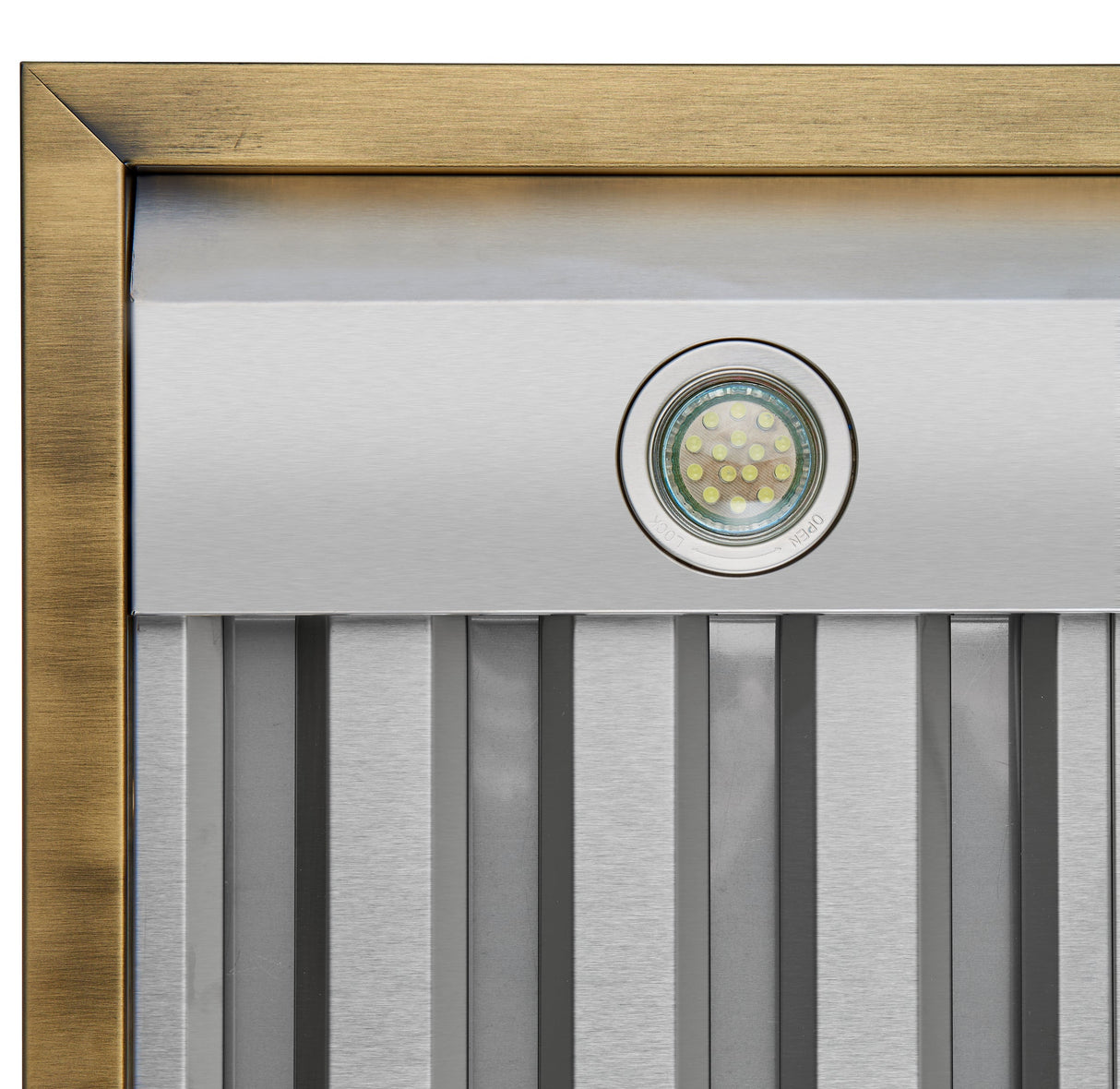 FORNO Vittorio 36" 600 CFM Wall Mount Range Hood in Black and Antique Brass Trim with Remote Control, FRHWM5078-36BLK