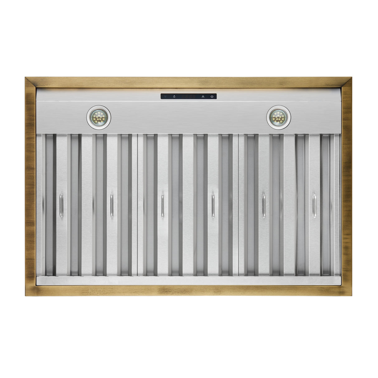 FORNO Vittorio 36" 600 CFM Wall Mount Range Hood in White and Antique Brass Trim with Remote Control, FRHWM5078-36WHT