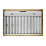 FORNO Vittorio 36" 600 CFM Wall Mount Range Hood in White and Antique Brass Trim with Remote Control, FRHWM5078-36WHT