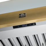 FORNO Vittorio 36" 600 CFM Wall Mount Range Hood in White and Antique Brass Trim with Remote Control, FRHWM5078-36WHT