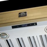 FORNO Vittorio 48" 600 CFM Wall Mount Range Hood in Black and Antique Brass Trim with Remote Control, FRHWM5078-48BLK