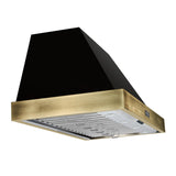 FORNO Vittorio 48" 600 CFM Wall Mount Range Hood in Black and Antique Brass Trim with Remote Control, FRHWM5078-48BLK